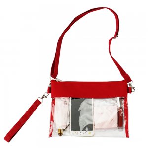 Clearworld Clear Crossbody Purse Bag - Stadium Approved Clear Tote Bag-Red