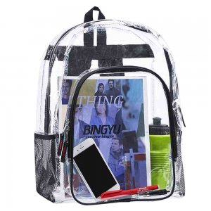 Clearworld Classic School Clear Transparent PVC Backpack-Black