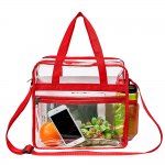 Clearworld Clear Bag Stadium Approved, Security Approved Clear Tote Bag with Multi-Pockets and Adjustable Shoulder Strap-Red