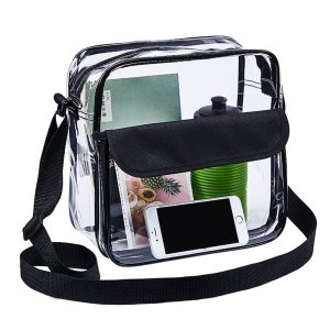 Clearworld Clear Cross-Body Messenger Shoulder Bag, Stadium Approved Clear Purse with Adjustable Strap Medium