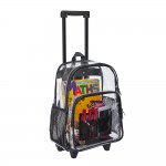 Clearworld Rolling Clear Backpack, Heavy Duty Security Transparent PVC Backpack with Wheels
